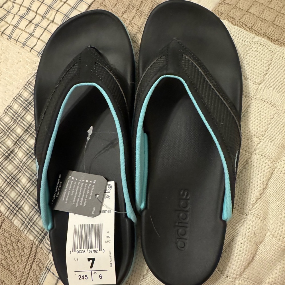 adidas Black and Teal Women's Sandals
